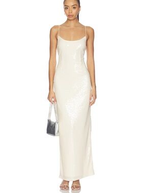 hailee high slit maxi dress in champagne Clarissa Corset Dress, in Champagne Luxe Satin, Size: XL | Show Me Your Mumu main image 0